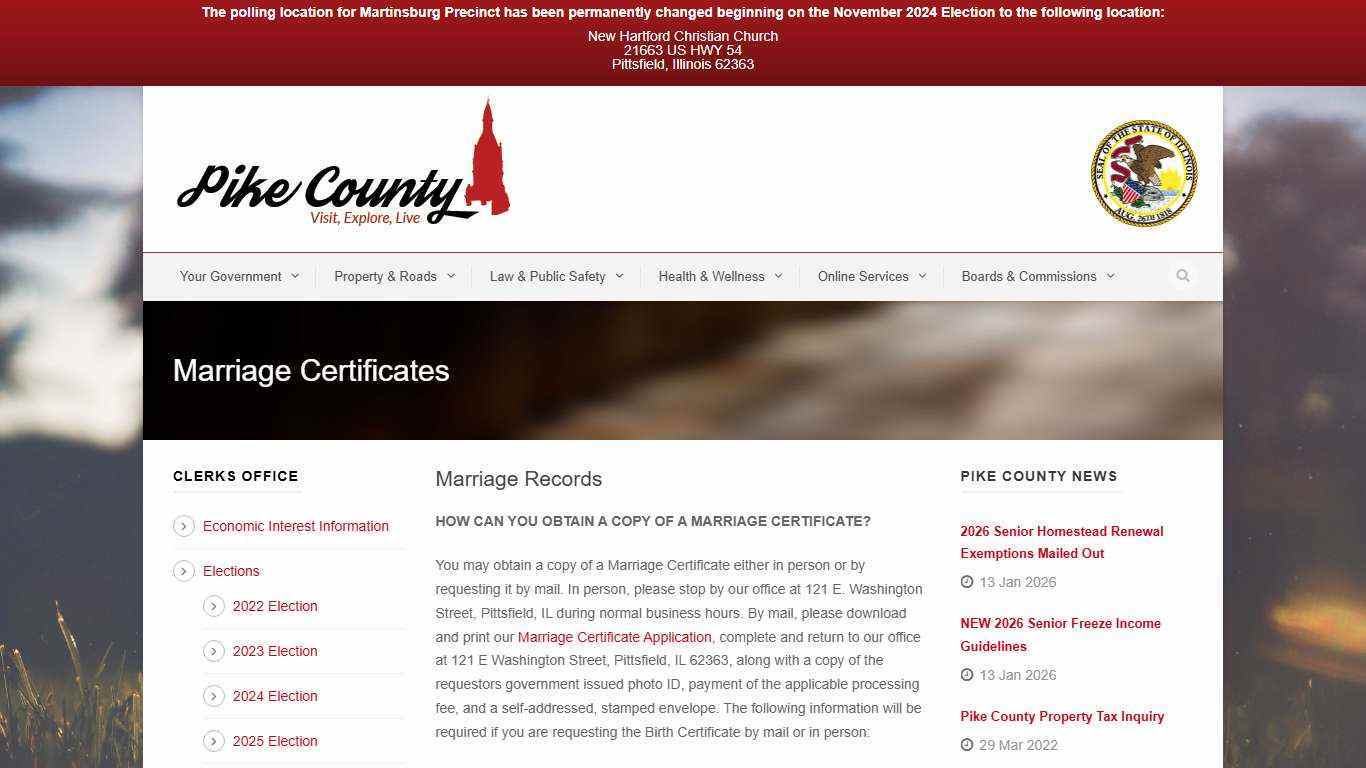 Pike County Illinois » Marriage Certificates