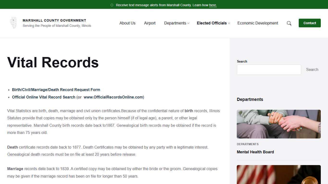 Vital Records - Marshall County Government